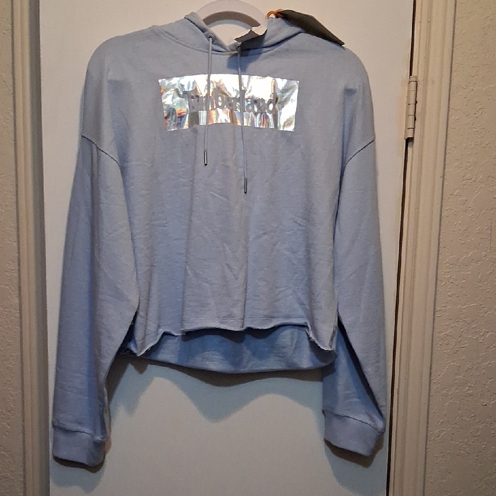 Timberland Light Blue Hoodie with Silver Logo